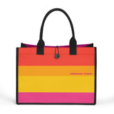 Multicolor Orange Yellow Pink Tote Bag Shopper Travel Tote Canvas Striped Color Block Everyday Designer Tote Bag Handbag Munich Airline Series Blissfully Brand